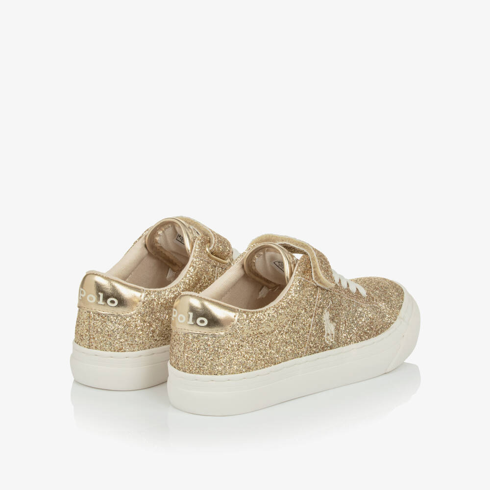 Ralph Lauren-Girls Shimmering Gold Trainers | Childrensalon Outlet