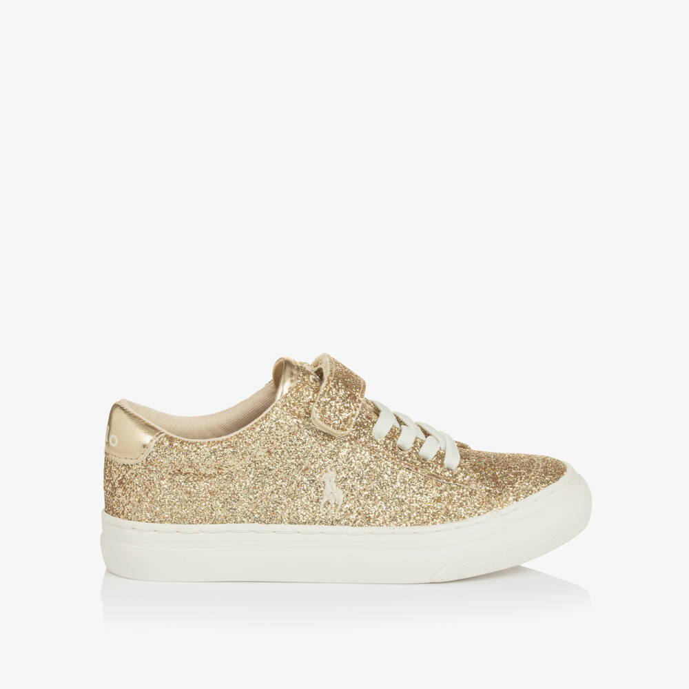 Ralph Lauren-Girls Shimmering Gold Trainers | Childrensalon Outlet