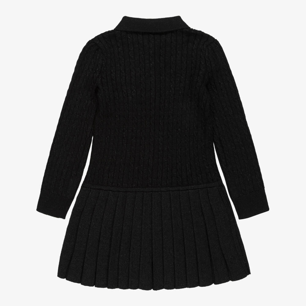 Ralph Lauren-Girls Shimmery Black Cable Knit Cotton Dress | Childrensalon Outlet