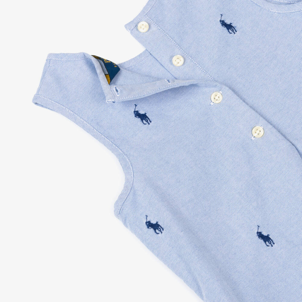 Ralph Lauren-Girls Sky Cotton Dress with Pony Embroidery | Childrensalon Outlet