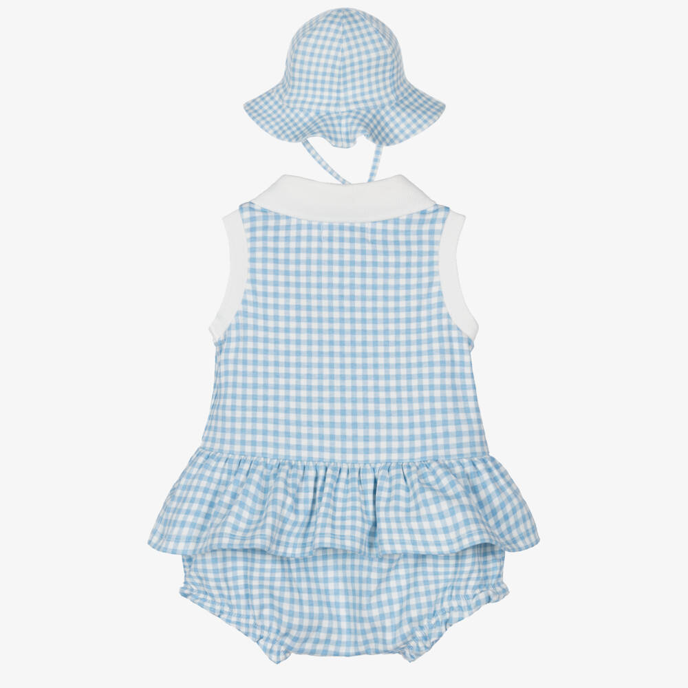 Ralph Lauren-Girls Sky Gingham Ensemble with Hat | Childrensalon Outlet