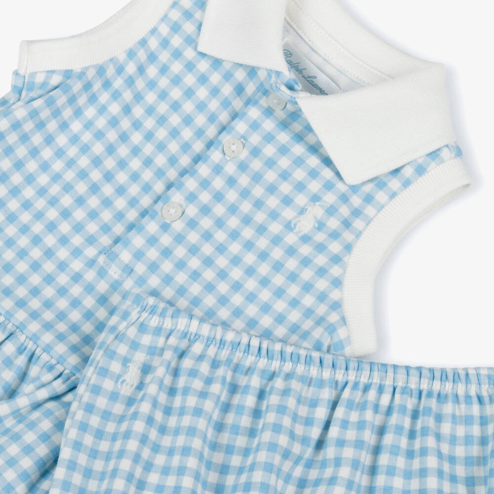 Ralph Lauren-Girls Sky Gingham Ensemble with Hat | Childrensalon Outlet
