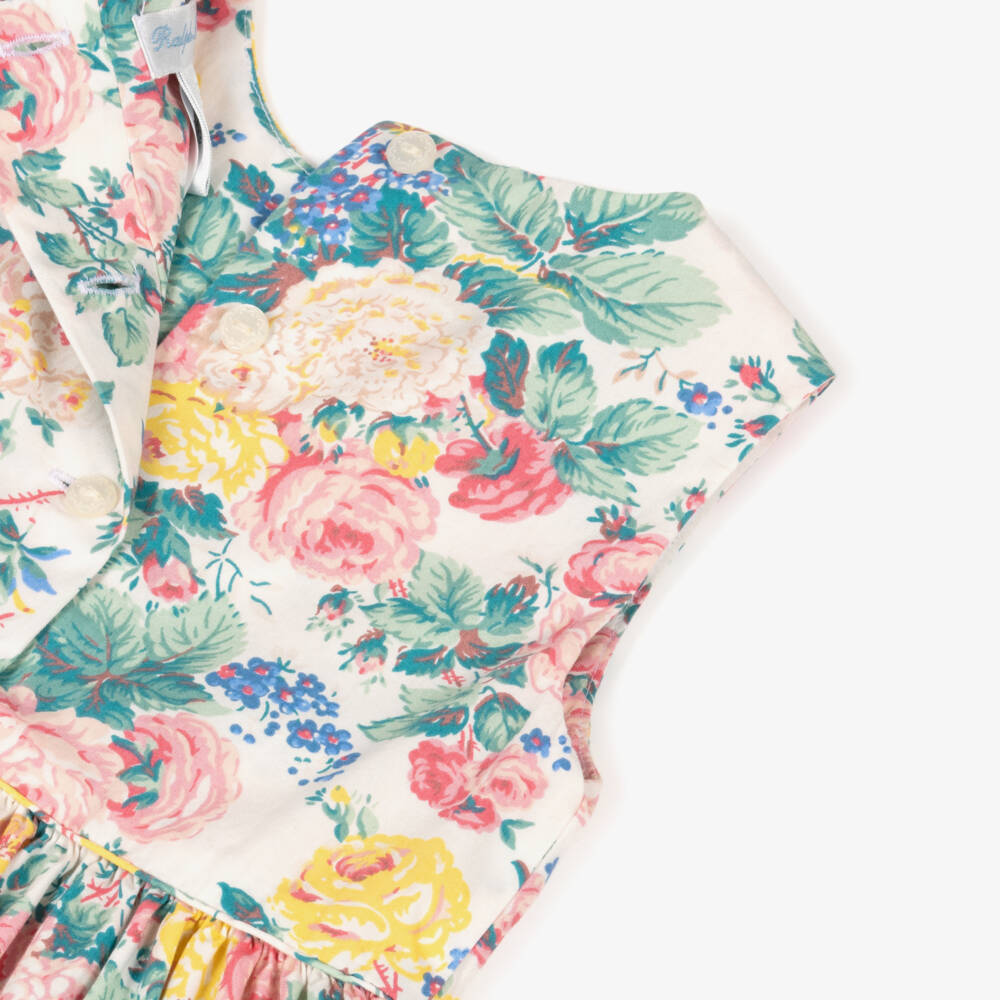 Ralph Lauren-Girls Sleeveless Floral Ivory Dress | Childrensalon Outlet