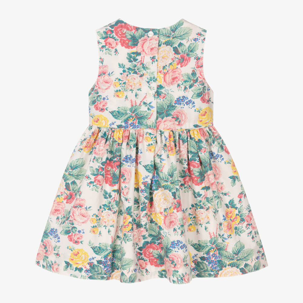 Ralph Lauren-Girls Sleeveless Floral Ivory Dress | Childrensalon Outlet