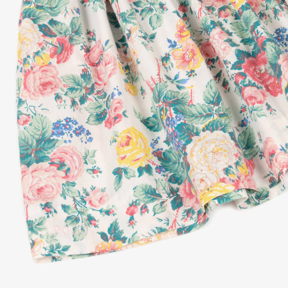 Ralph Lauren-Girls Sleeveless Floral Ivory Dress | Childrensalon Outlet