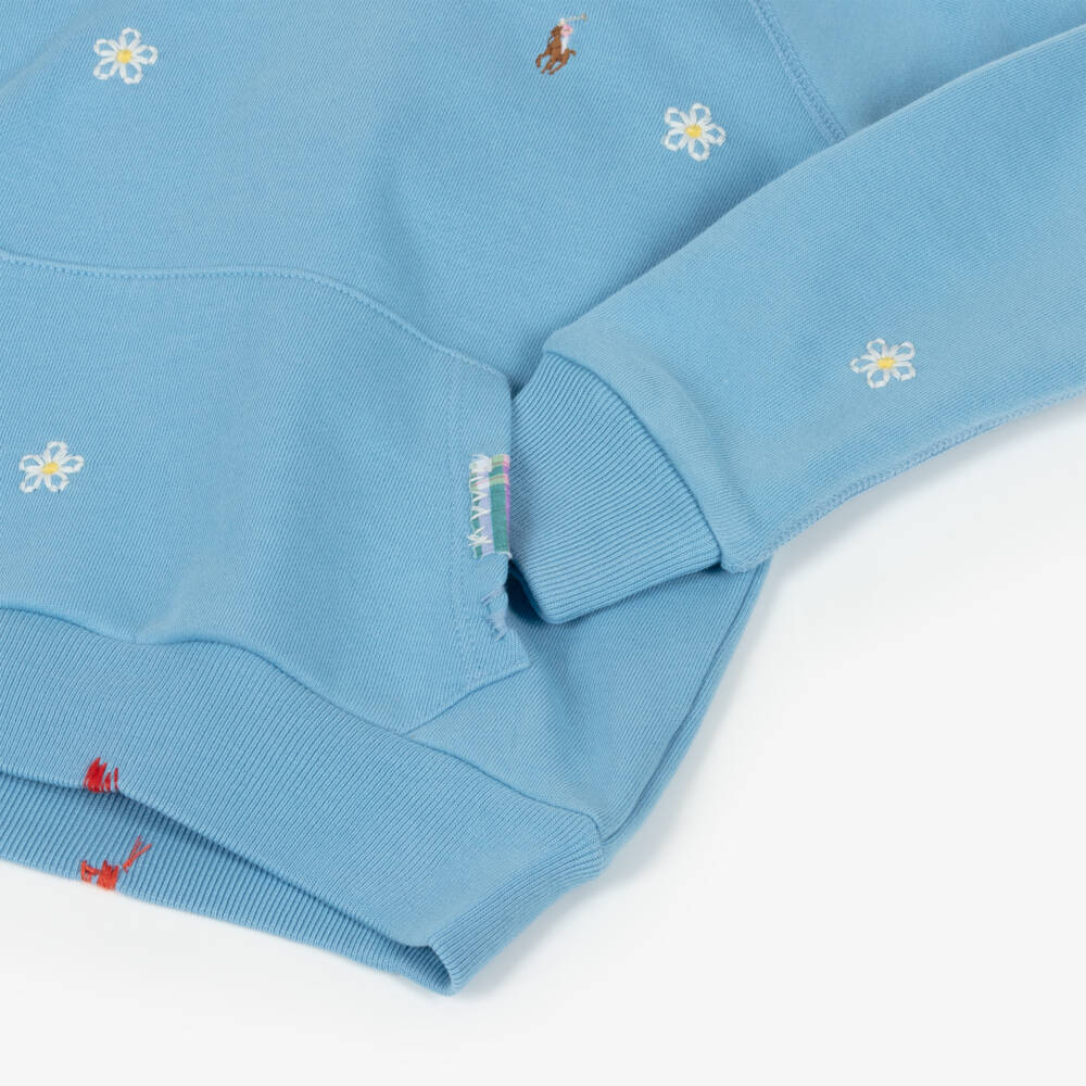 Ralph Lauren-Girls Soft Blue Daisies Sweatshirt | Childrensalon Outlet