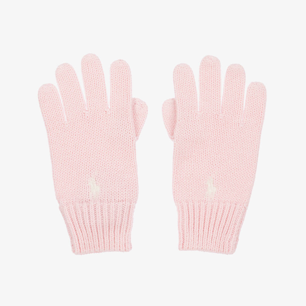 Ralph Lauren-Girls Soft Pink Cotton Gloves | Childrensalon Outlet