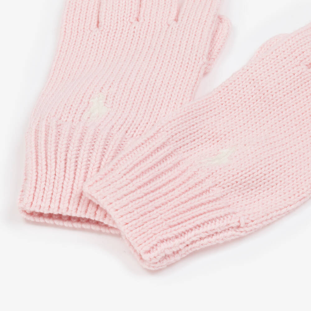 Ralph Lauren-Girls Soft Pink Cotton Gloves | Childrensalon Outlet
