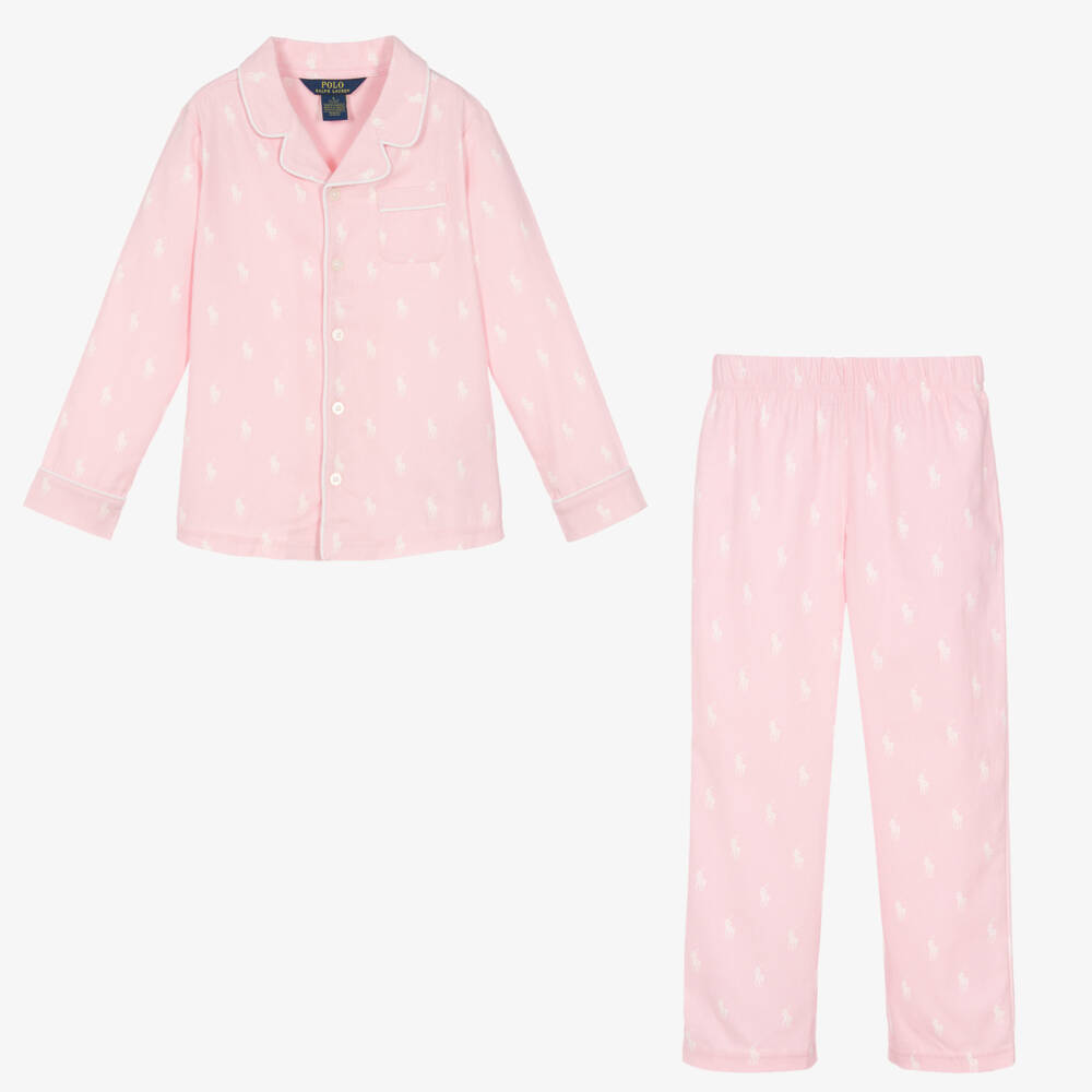 Ralph Lauren-ملابس نوم قطنية ناعمة للبنات باللون الوردي | Childrensalon Outlet