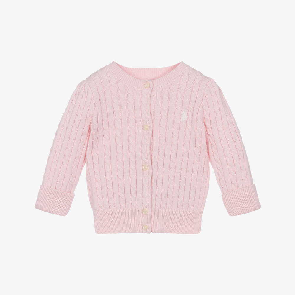 Ralph Lauren-Girls Soft Pink Knit Cardigan | Childrensalon Outlet