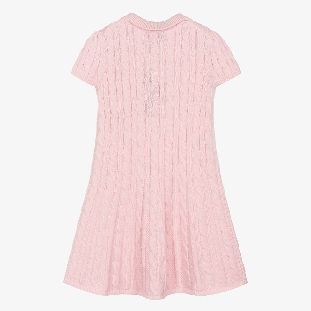 Ralph Lauren-Girls Soft Pink Knit Frock | Childrensalon Outlet