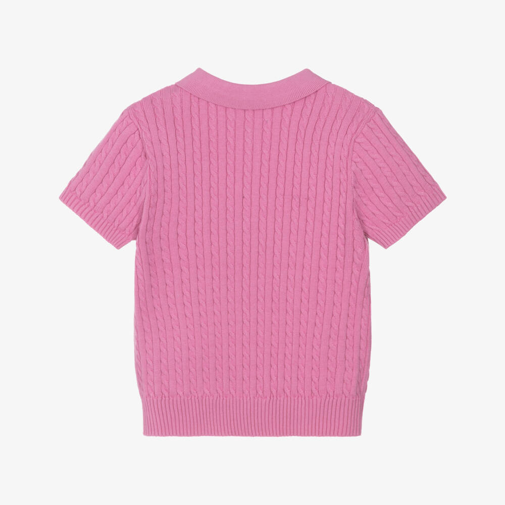 Ralph Lauren-Girls Soft Pink Knit Polo Top | Childrensalon Outlet