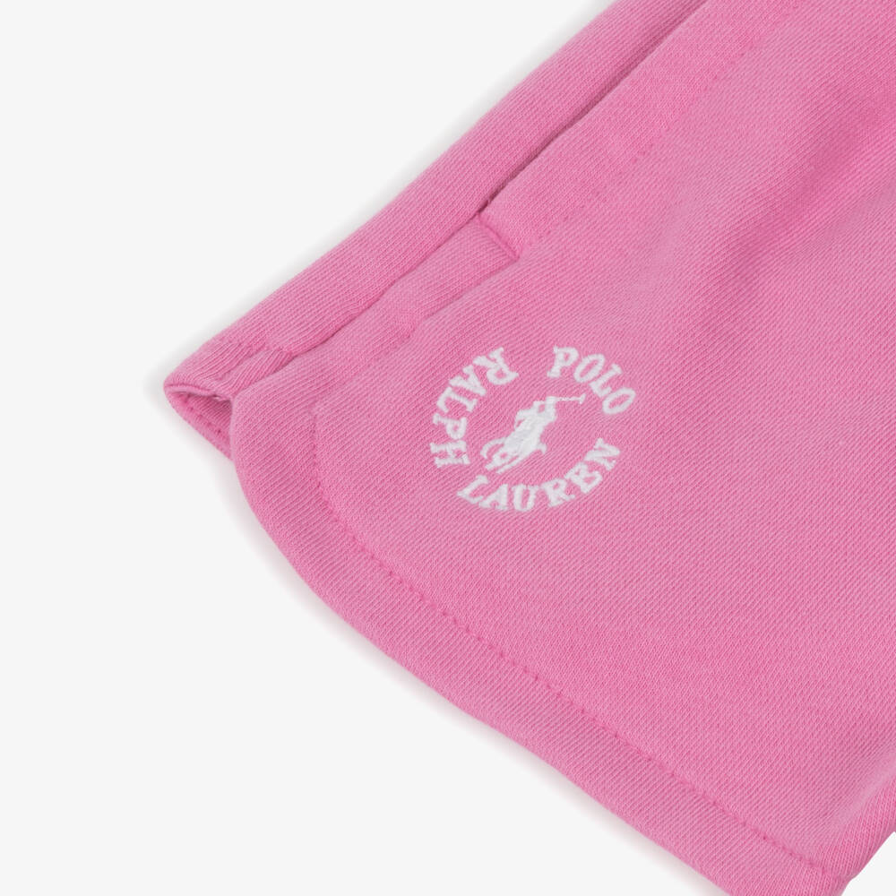 Ralph Lauren-Girls Soft Pink Logo Jersey Shorts | Childrensalon Outlet