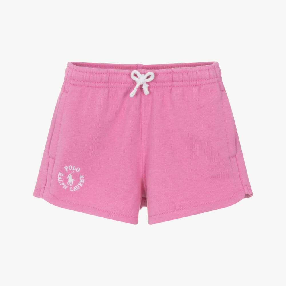 Ralph Lauren-شورت جيرسي ناعم وردي للبنات بشعار | Childrensalon Outlet