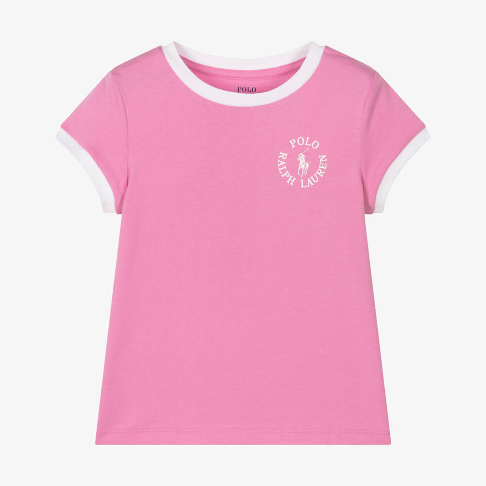 Ralph Lauren-Girls Soft Pink Logo Tee | Childrensalon Outlet