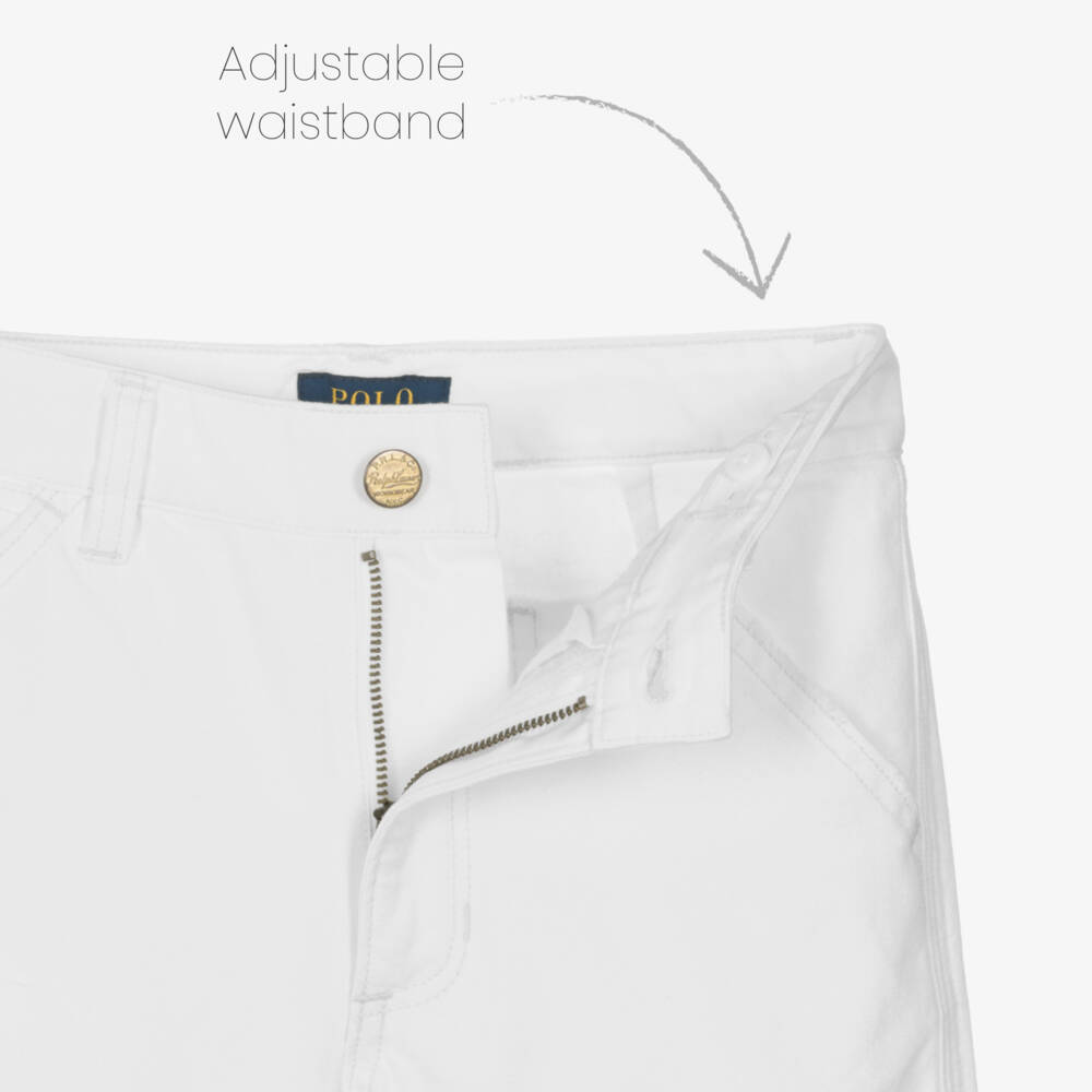 Ralph Lauren-بنطلون أبيض ناعم للبنات | Childrensalon Outlet