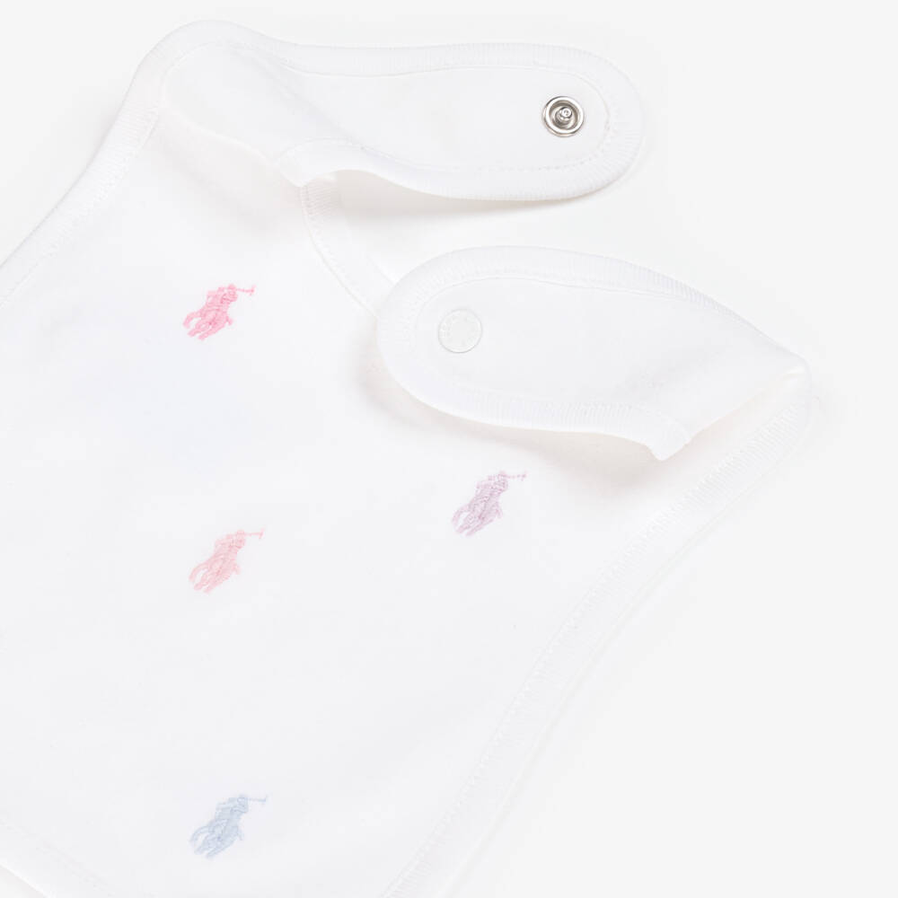 Ralph Lauren-Girls' Soft White Jersey Bib | Childrensalon Outlet