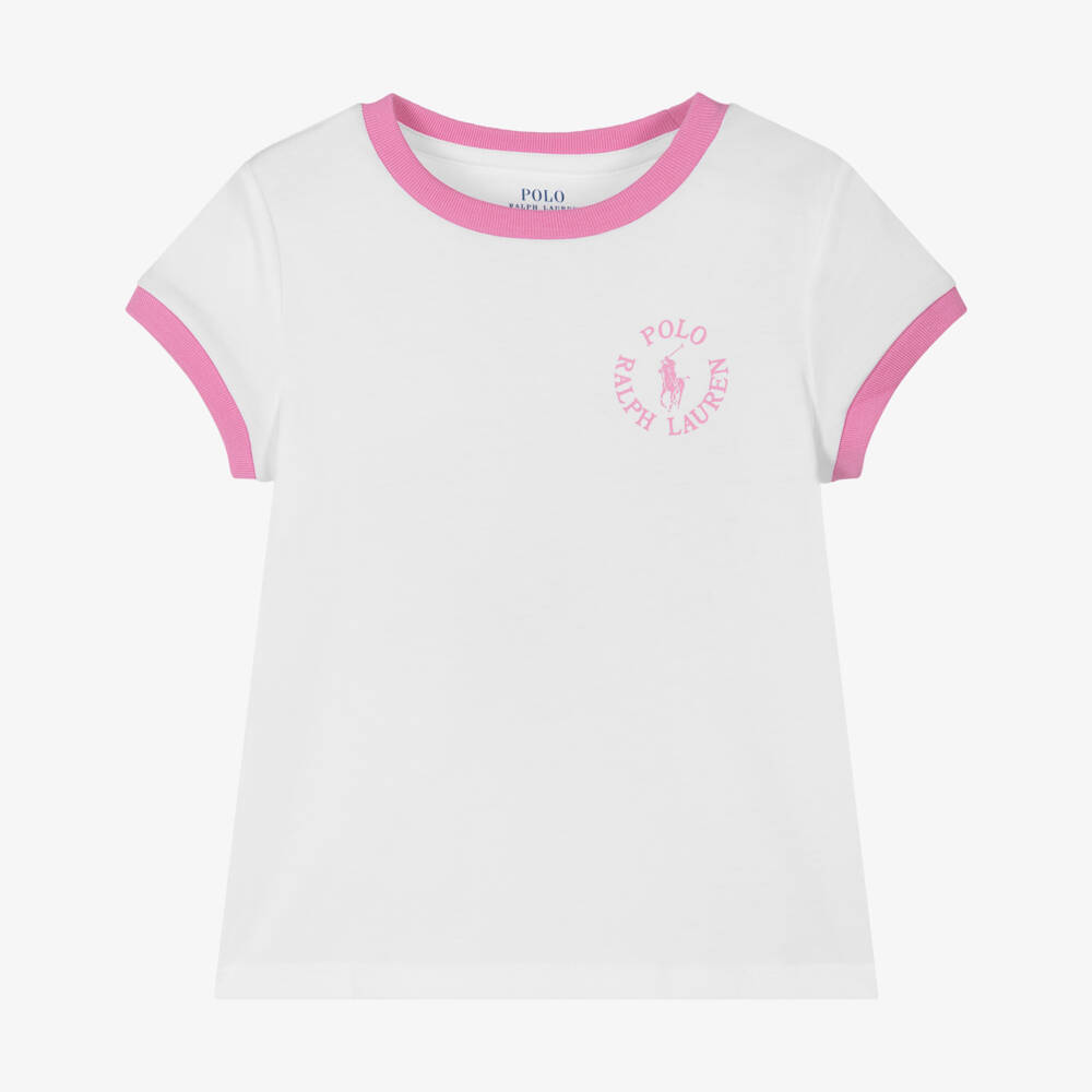 Ralph Lauren-Girls Soft White Logo Tee | Childrensalon Outlet