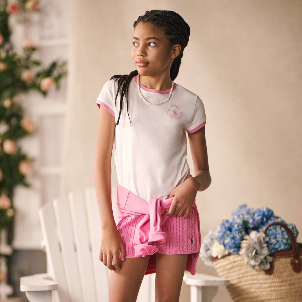 Ralph Lauren-Girls Soft White Logo Tee | Childrensalon Outlet