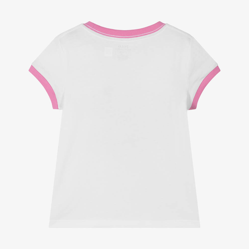 Ralph Lauren-Girls Soft White Logo Tee | Childrensalon Outlet