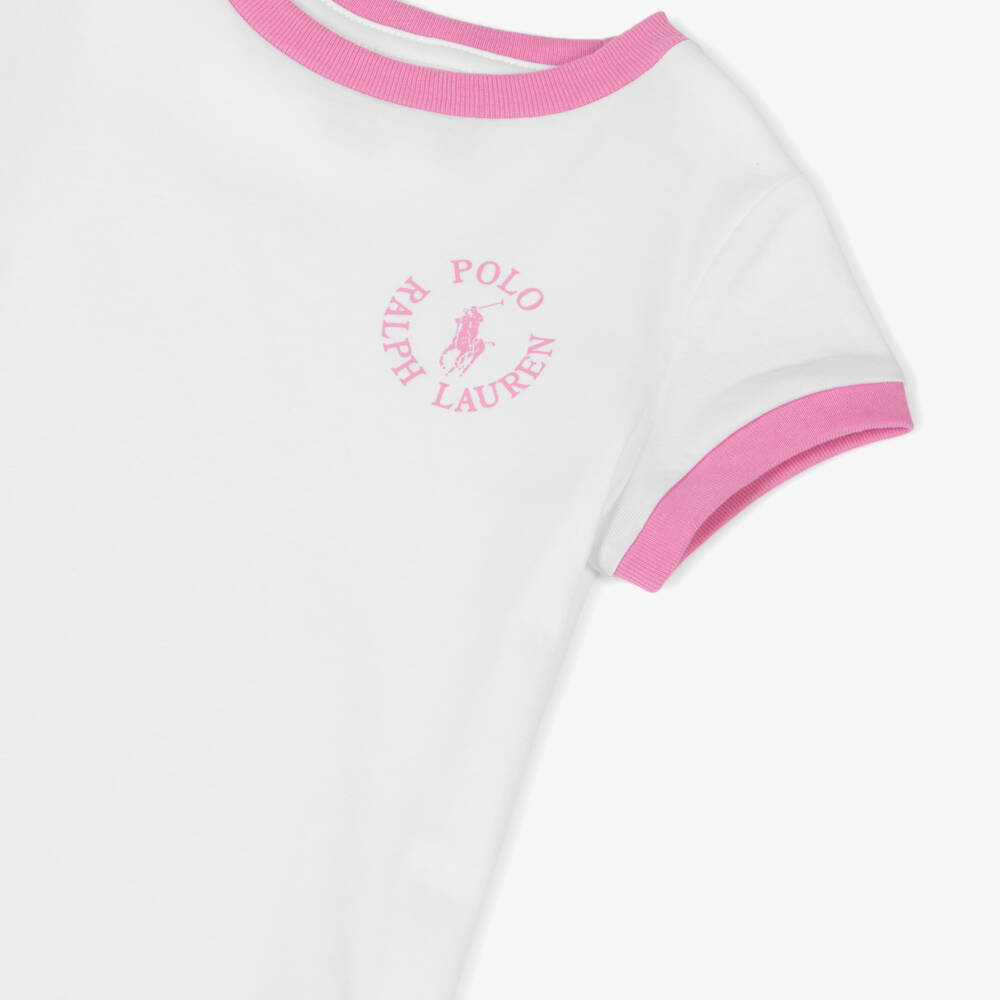 Ralph Lauren-Girls Soft White Logo Tee | Childrensalon Outlet
