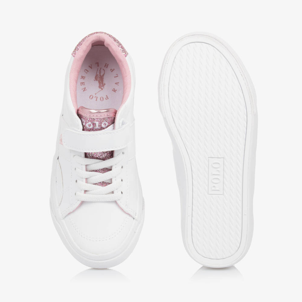 Ralph Lauren-Girls Sparkling Pink & White Sneakers | Childrensalon Outlet