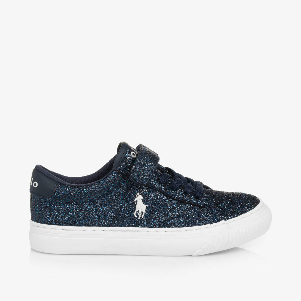 Ralph Lauren-Girls Sparkly Blue Velcro Trainers | Childrensalon Outlet