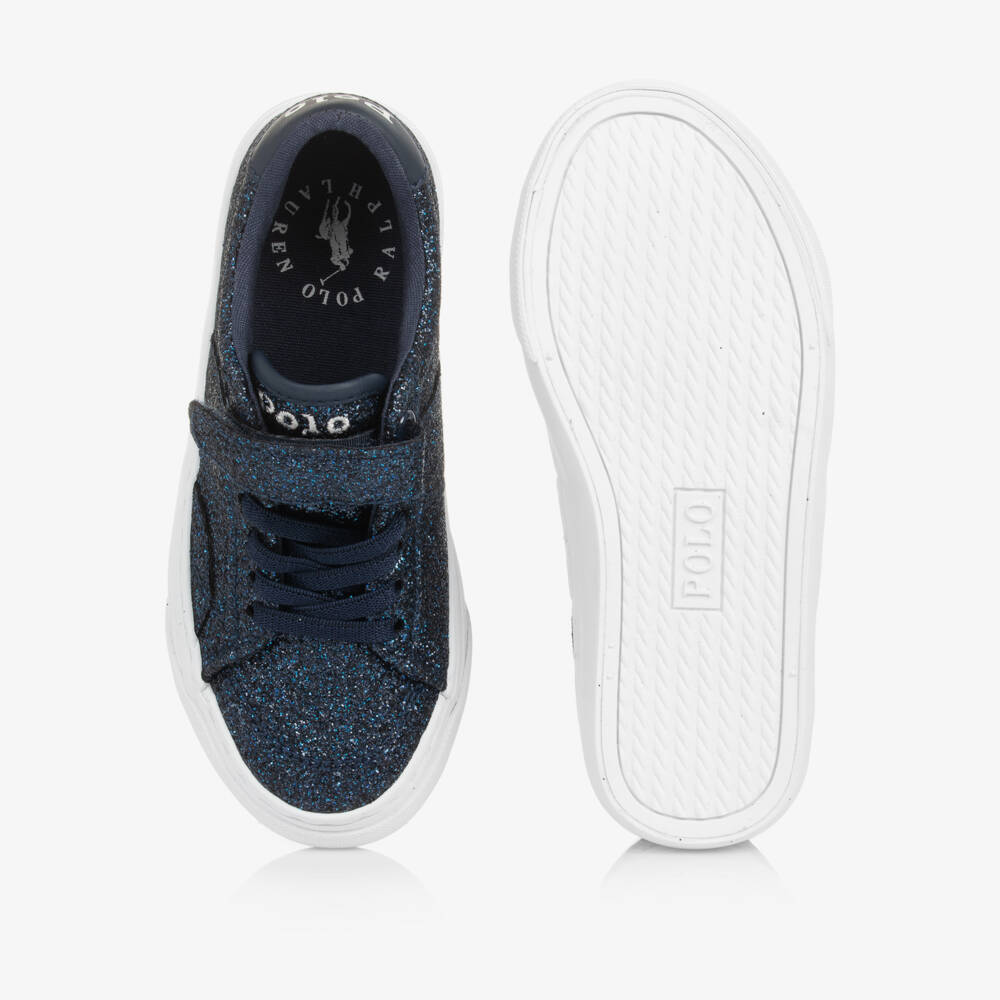 Ralph Lauren-Girls Sparkly Blue Velcro Trainers | Childrensalon Outlet