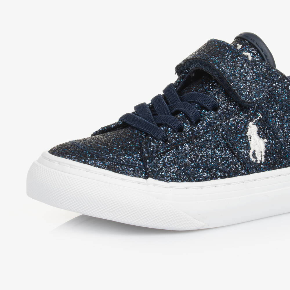 Ralph Lauren-Girls Sparkly Blue Velcro Trainers | Childrensalon Outlet