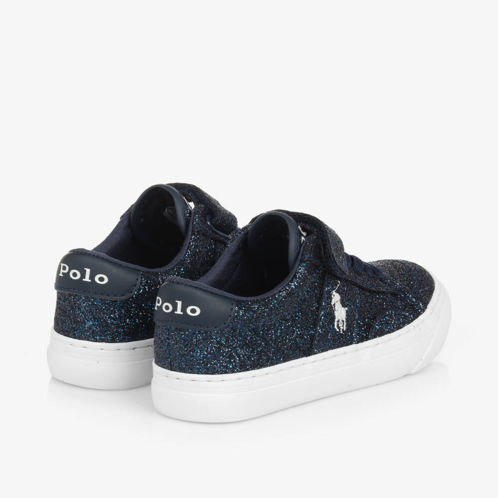 Ralph Lauren-Girls Sparkly Blue Velcro Trainers | Childrensalon Outlet
