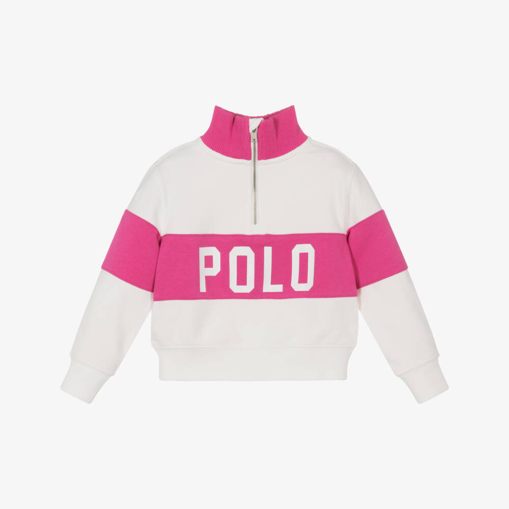 Ralph Lauren-Girls Sporty Pink Zip Pullover | Childrensalon Outlet