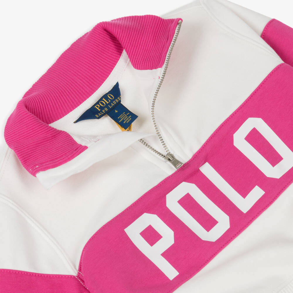 Ralph Lauren-Girls Sporty Pink Zip Pullover | Childrensalon Outlet