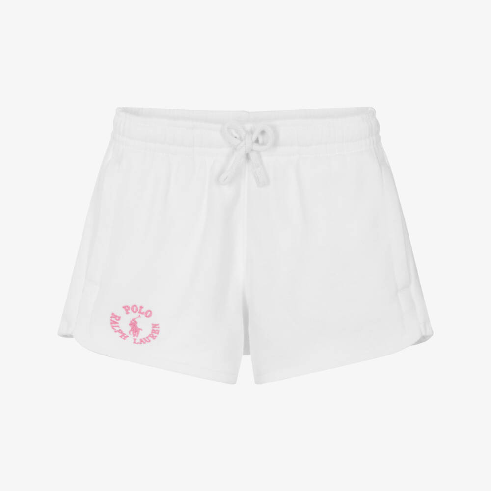 Ralph Lauren-شورت رياضي أبيض للبنات بشعار | Childrensalon Outlet