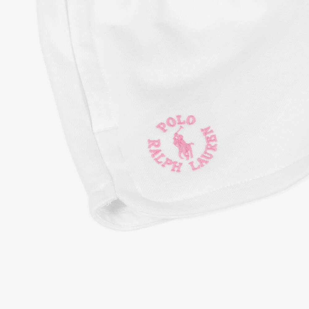 Ralph Lauren-Girls Sporty White Logo Shorts | Childrensalon Outlet