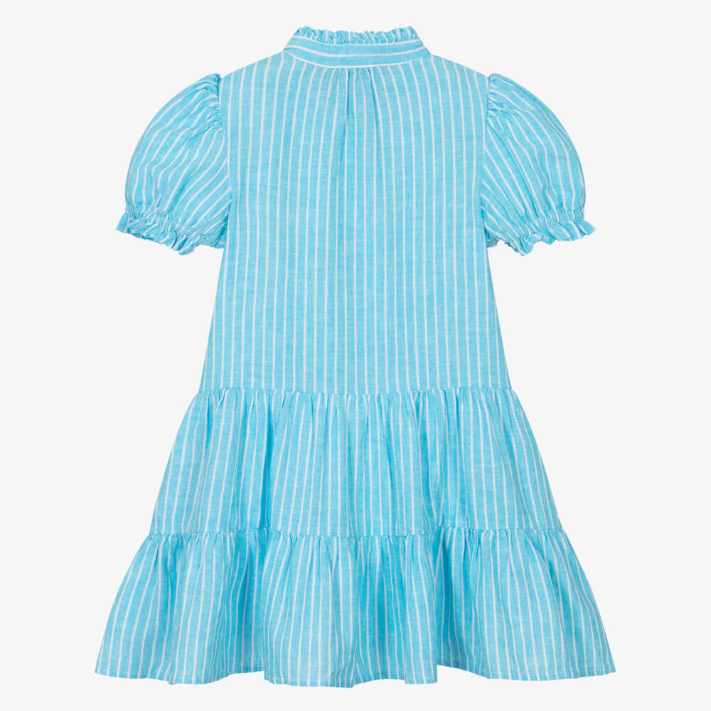 Ralph Lauren-Girls Striped Breeze Linen Dress | Childrensalon Outlet