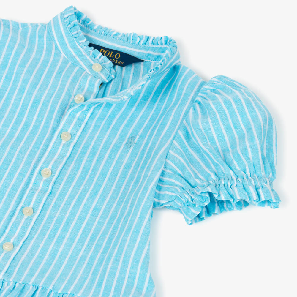 Ralph Lauren-Girls Striped Breeze Linen Dress | Childrensalon Outlet