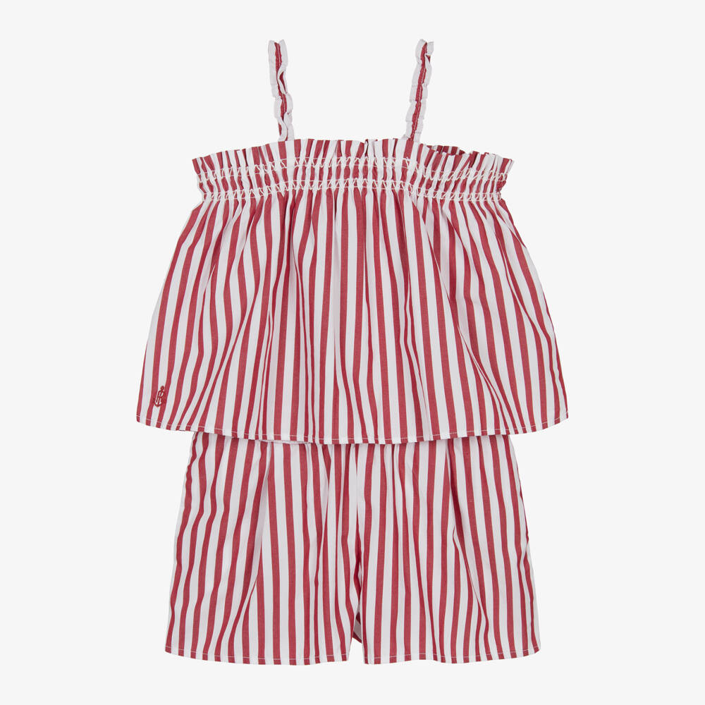 Ralph Lauren-Girls Striped Cotton Shorts Ensemble | Childrensalon Outlet
