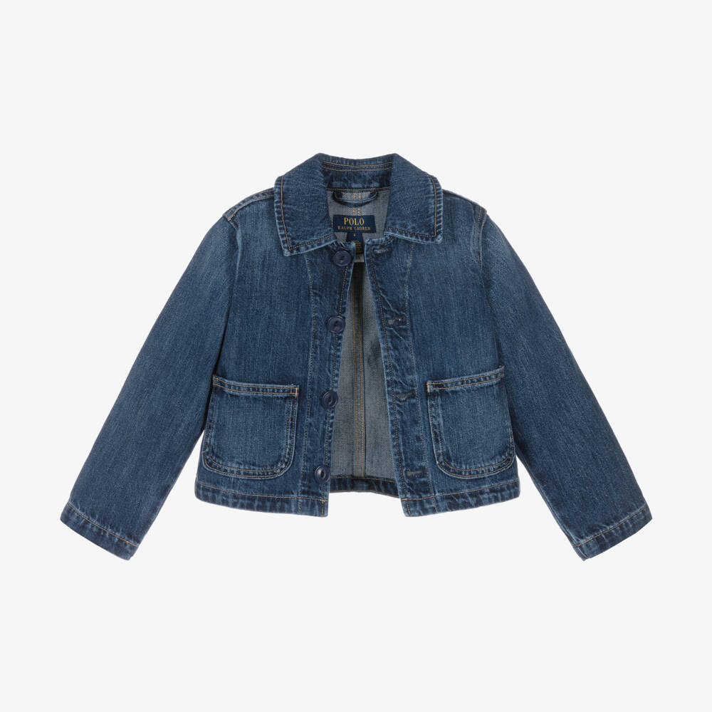Ralph Lauren-جاكيت جينز أنيق بلون النيلي للبنات | Childrensalon Outlet