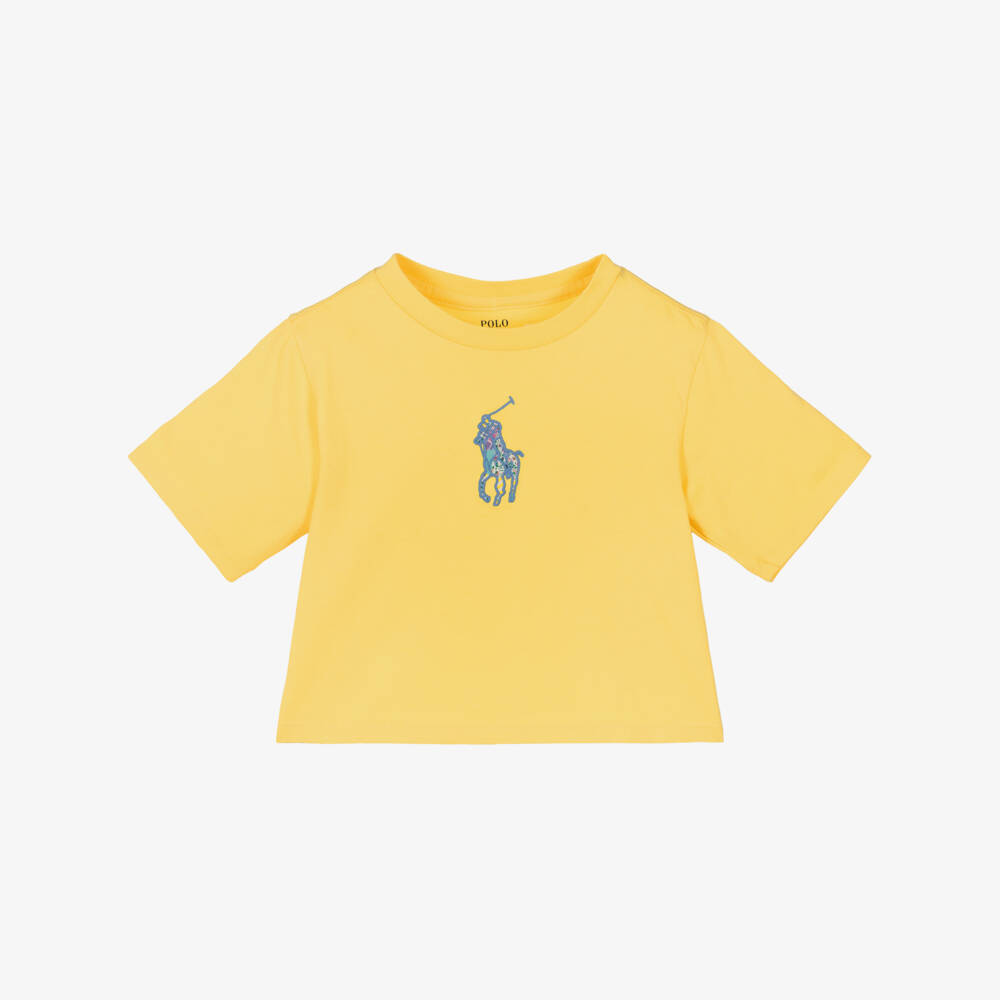 Ralph Lauren-تي شيرت قطن بناتي بتصميم حصان مشرق | Childrensalon Outlet
