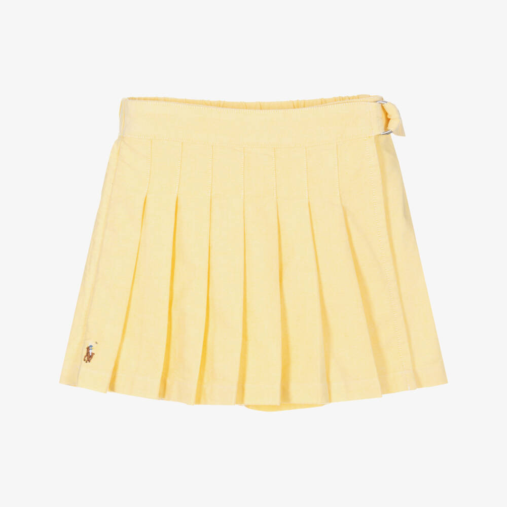 Ralph Lauren-Girls Sunshine Cotton Pleated Shorts | Childrensalon Outlet