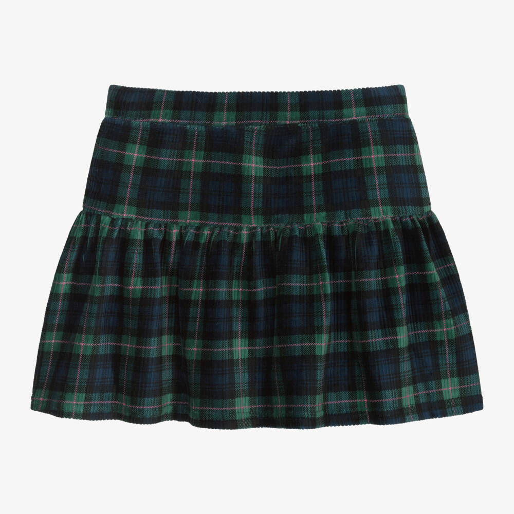Ralph Lauren-Girls Tartan Corduroy Skirt in Navy | Childrensalon Outlet