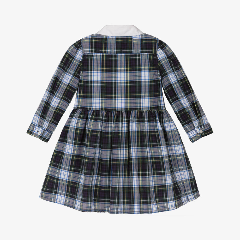Ralph Lauren-Синее хлопковое платье из тартана для малышек | Childrensalon Outlet