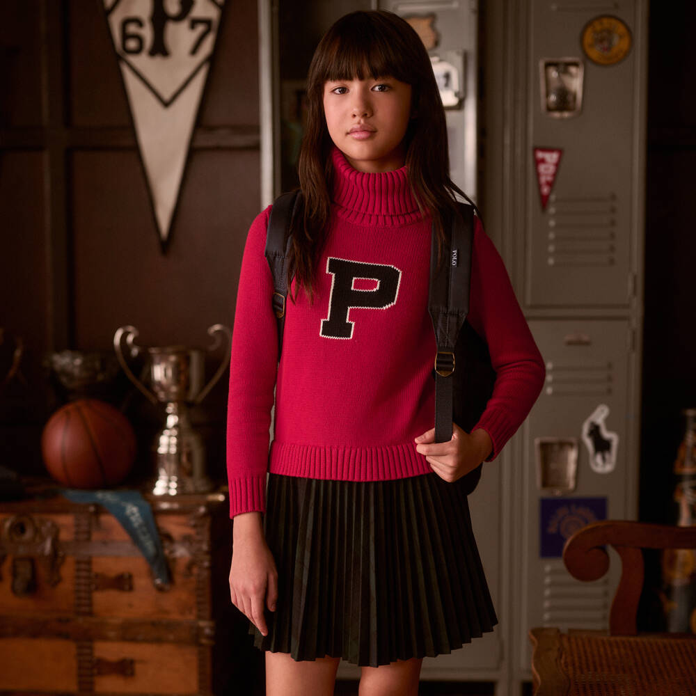 Ralph Lauren-فستان بلوفر تارتان لون أحمر وأخضر | Childrensalon Outlet