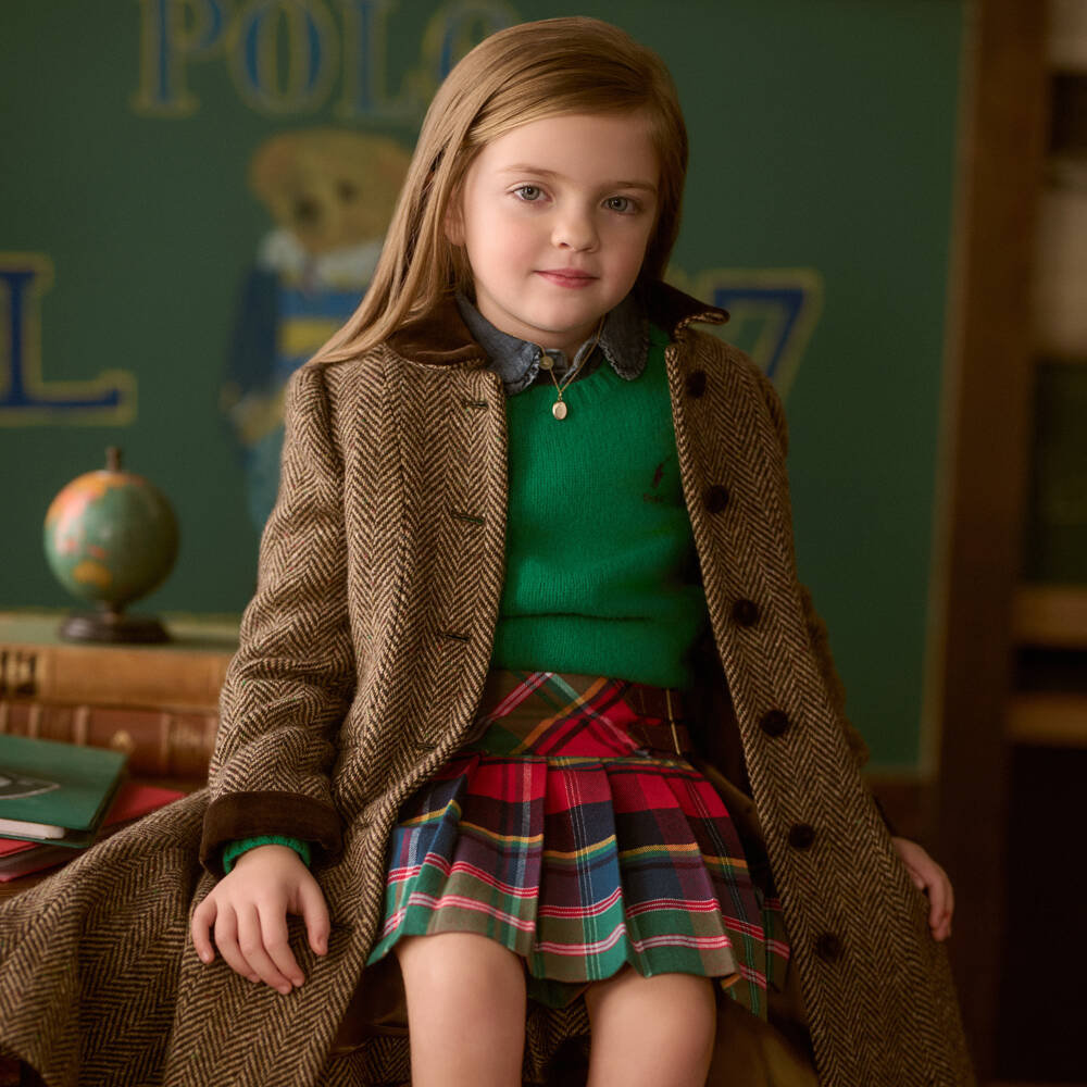 Ralph Lauren-Girls Tartan Pleated Cotton Skirt | Childrensalon Outlet