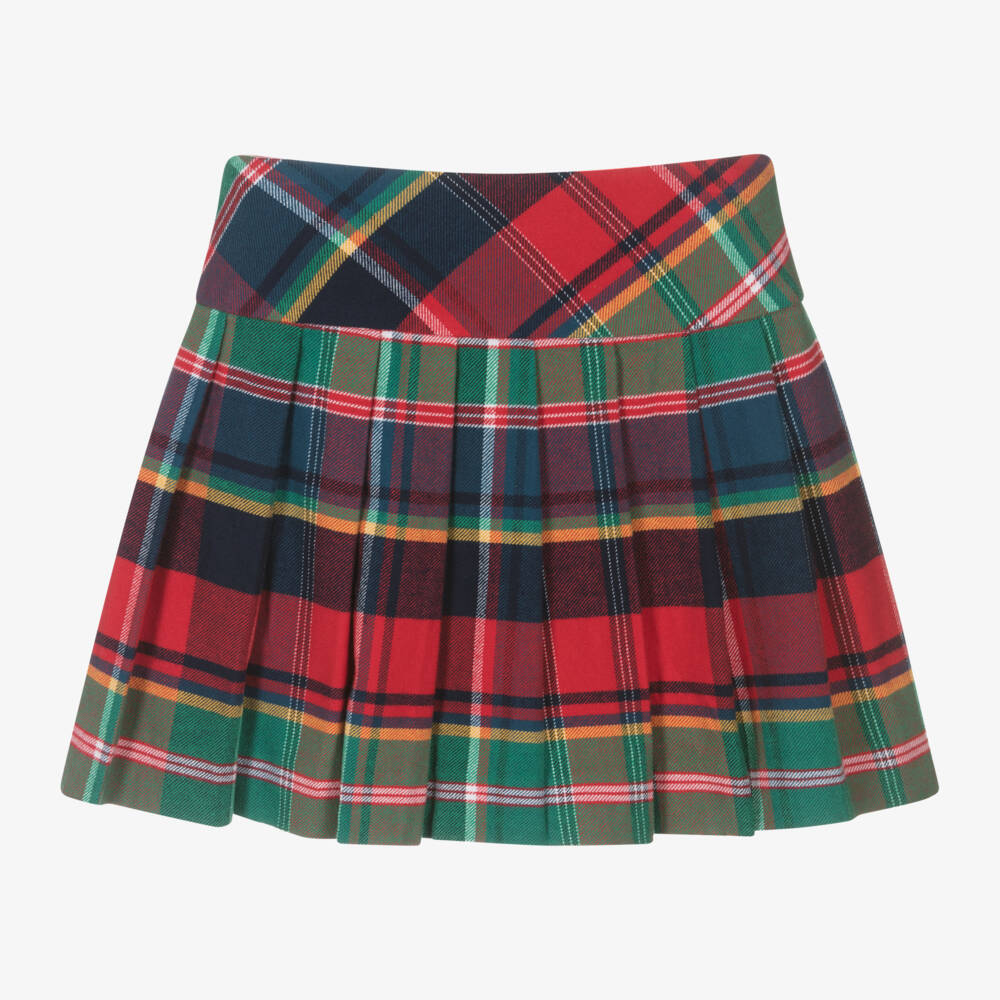Ralph Lauren-Girls Tartan Pleated Cotton Skirt | Childrensalon Outlet