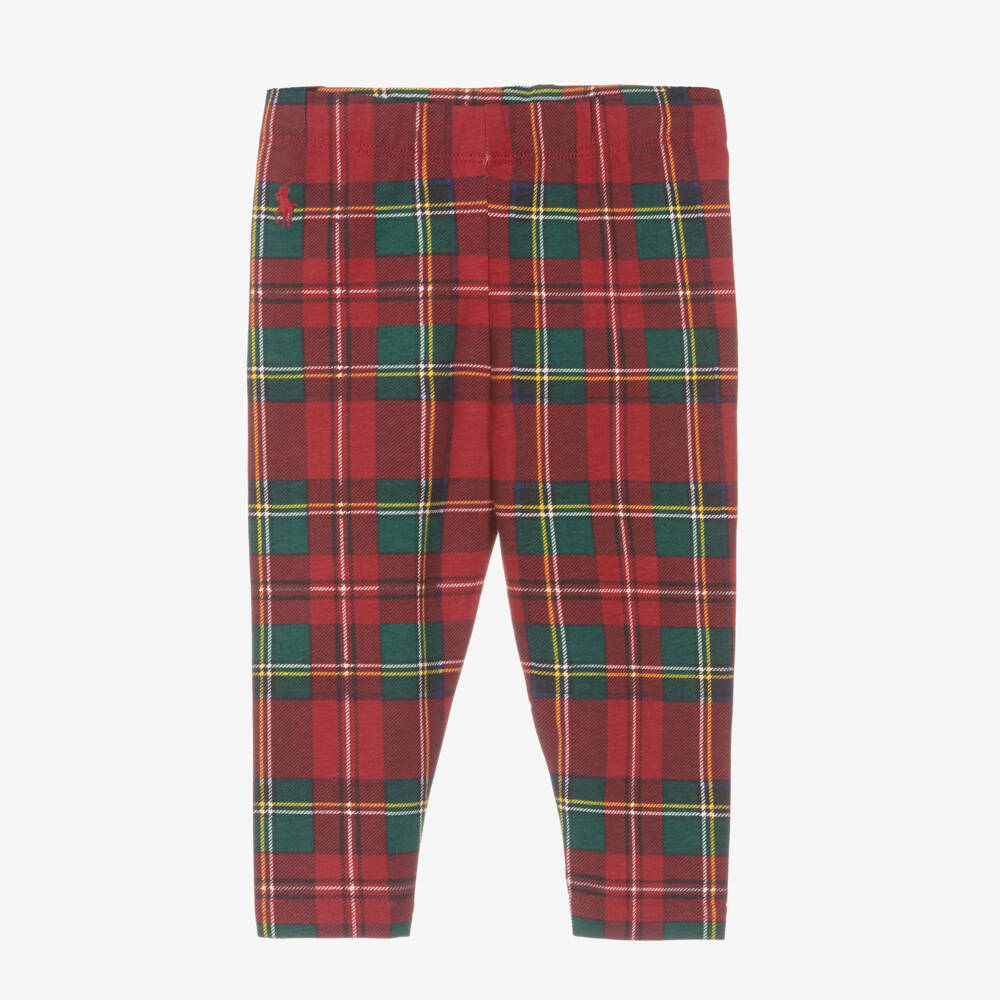 Ralph Lauren-Girls Tartan Red Cotton Leggings | Childrensalon Outlet