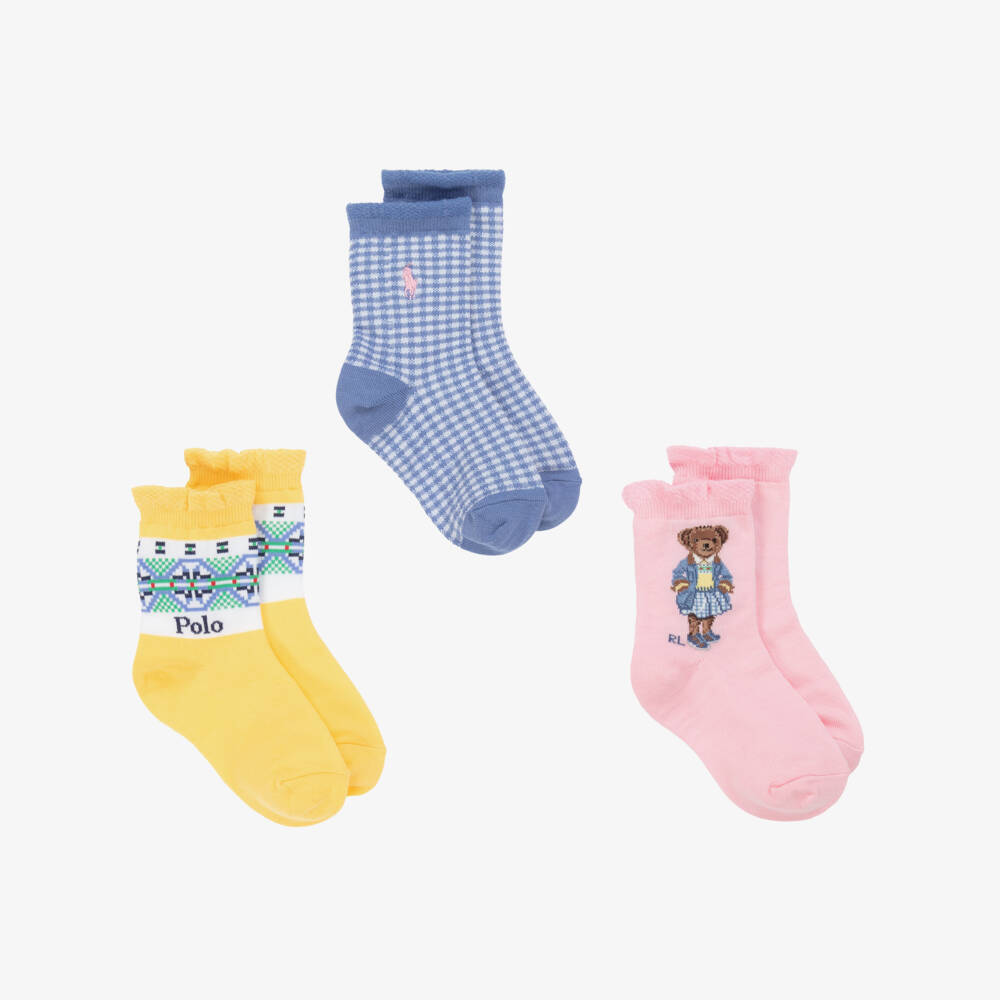 Ralph Lauren-Girls Trio of Pastel Cotton Socks | Childrensalon Outlet