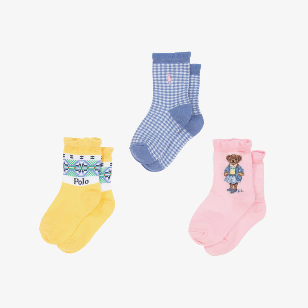 Ralph Lauren-Girls Trio of Pastel Cotton Socks | Childrensalon Outlet