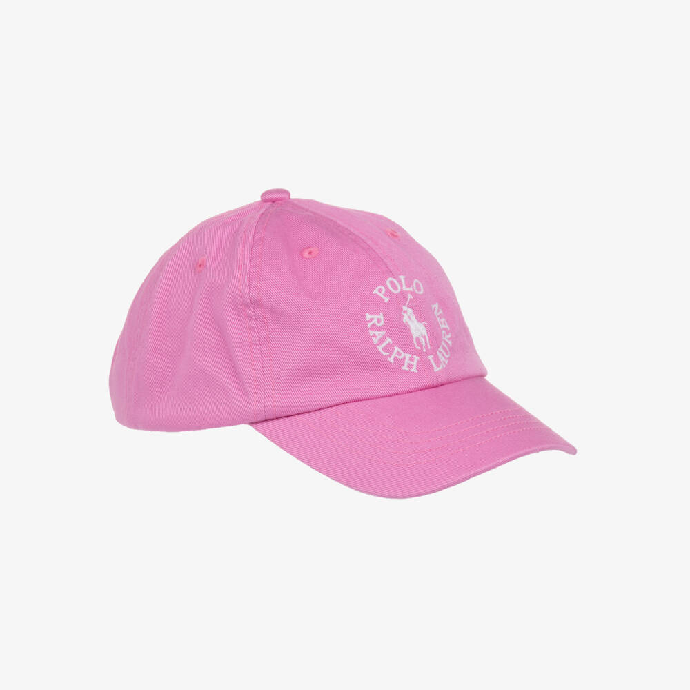 Ralph Lauren-Розовая кепка с логотипом из твила для девочек | Childrensalon Outlet
