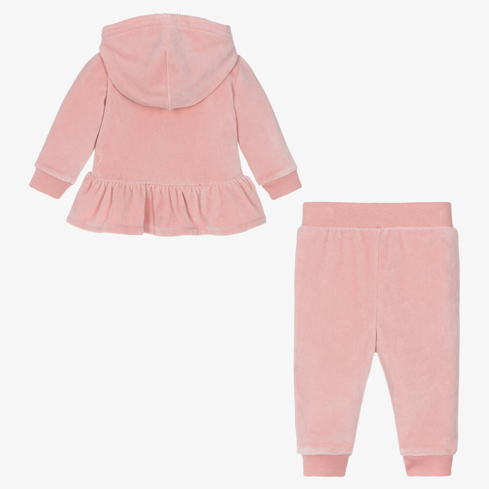 Ralph Lauren-Girls Velour Pink Hoodie Set | Childrensalon Outlet